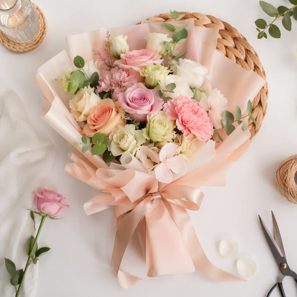 Chụp hoa flatlay: mẫu màu cho shop online Đà Nẵng