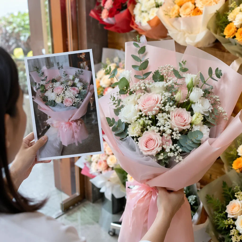 Kiểm tra hoa tươi khi mua tại shop