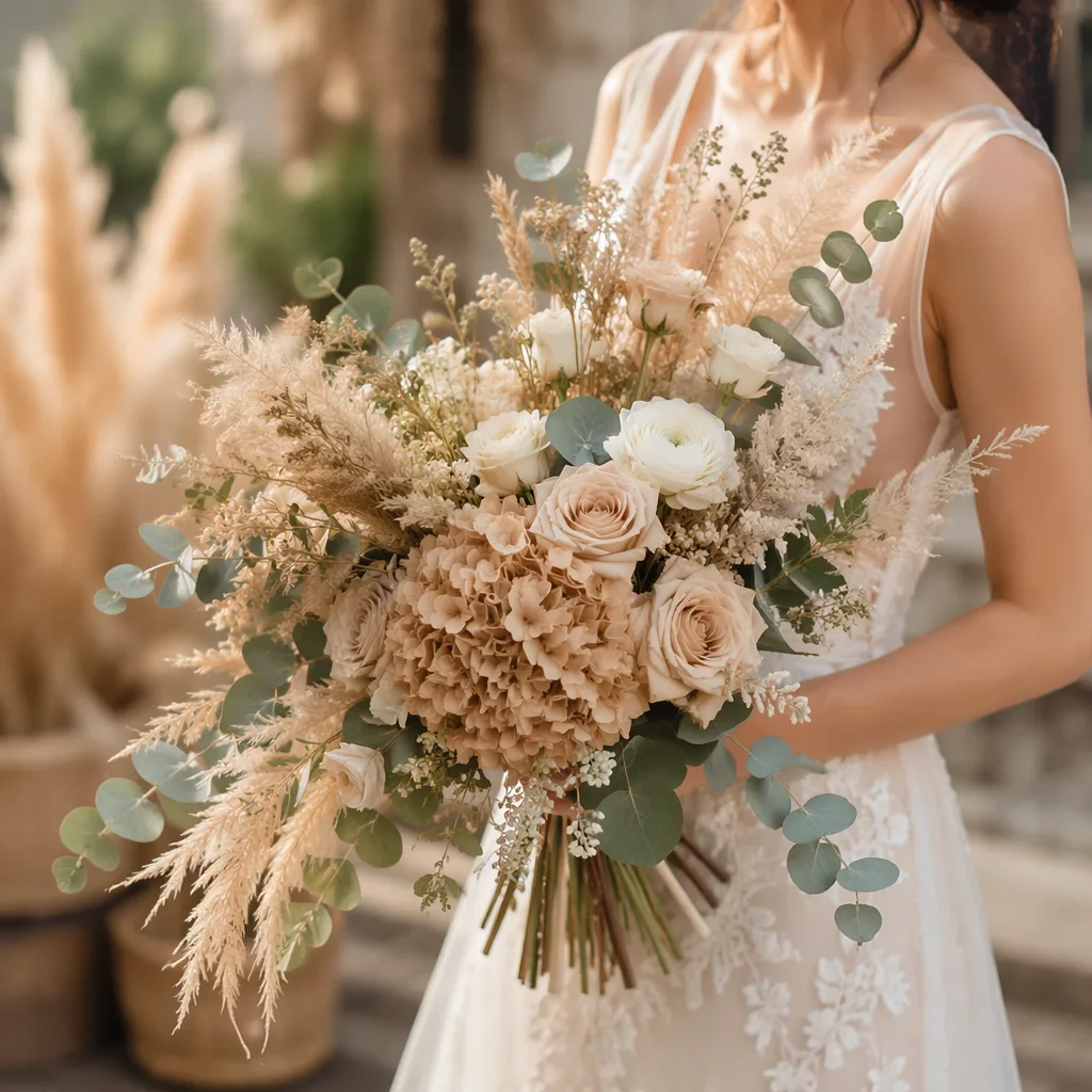 Hoa khô tươi mix wedding 2026: trend eco-friendly