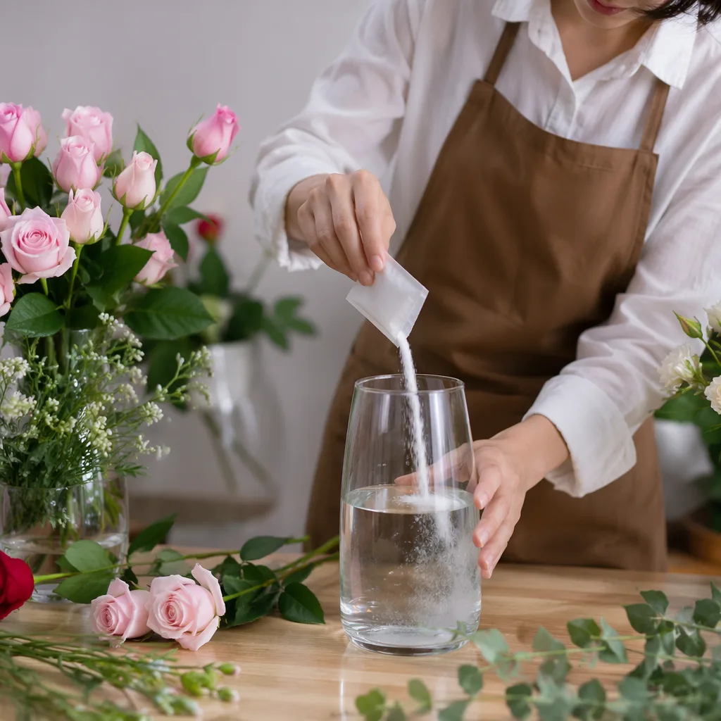 Pha nước cắm hoa hồng đúng cách