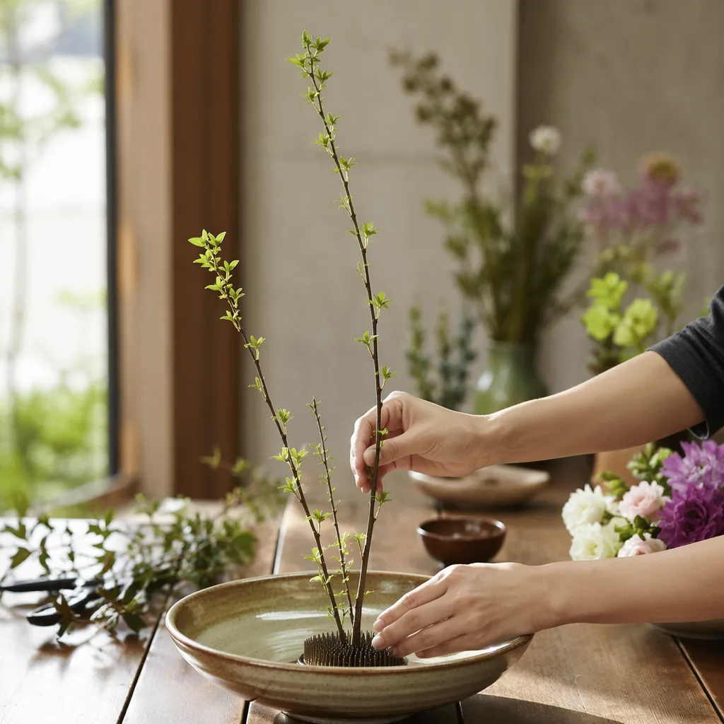 Ikebana Đà Nẵng cơ bản: 3 cành Ten Shoe Hikae - hình 1