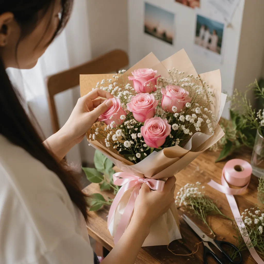 Bó hoa 50k 100k tự làm tặng mẹ cho sinh viên Đà Nẵng - hình 1