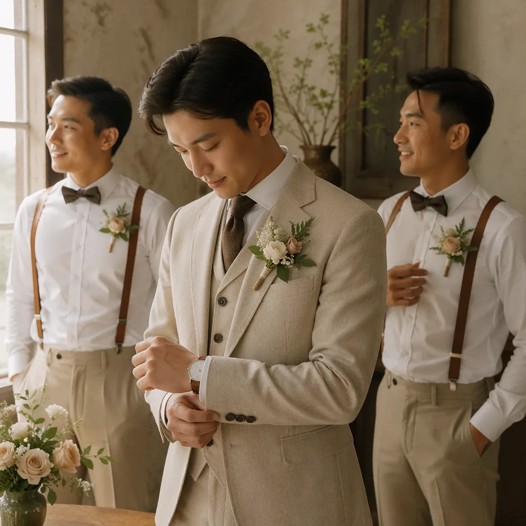 Cách làm boutonniere chú rể Đà Nẵng vintage 2026 - hình 2