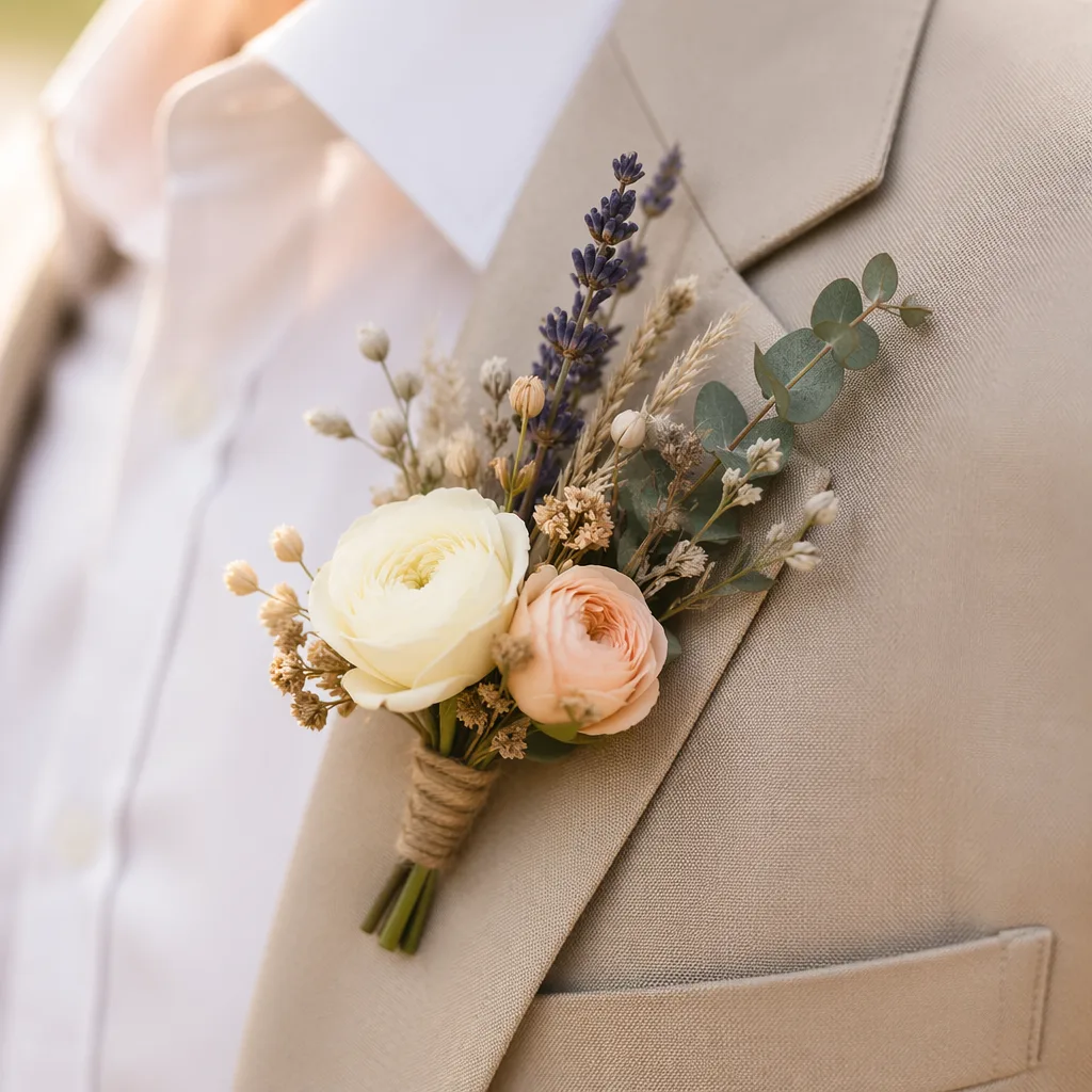 Cách làm boutonniere chú rể Đà Nẵng vintage 2026