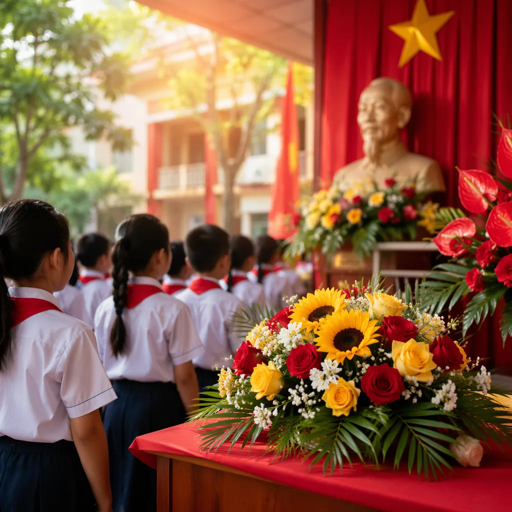 Hoa 19/5 Sinh nhật Bác: Trang trí trường học, lễ kết nạp Đội - hình 4