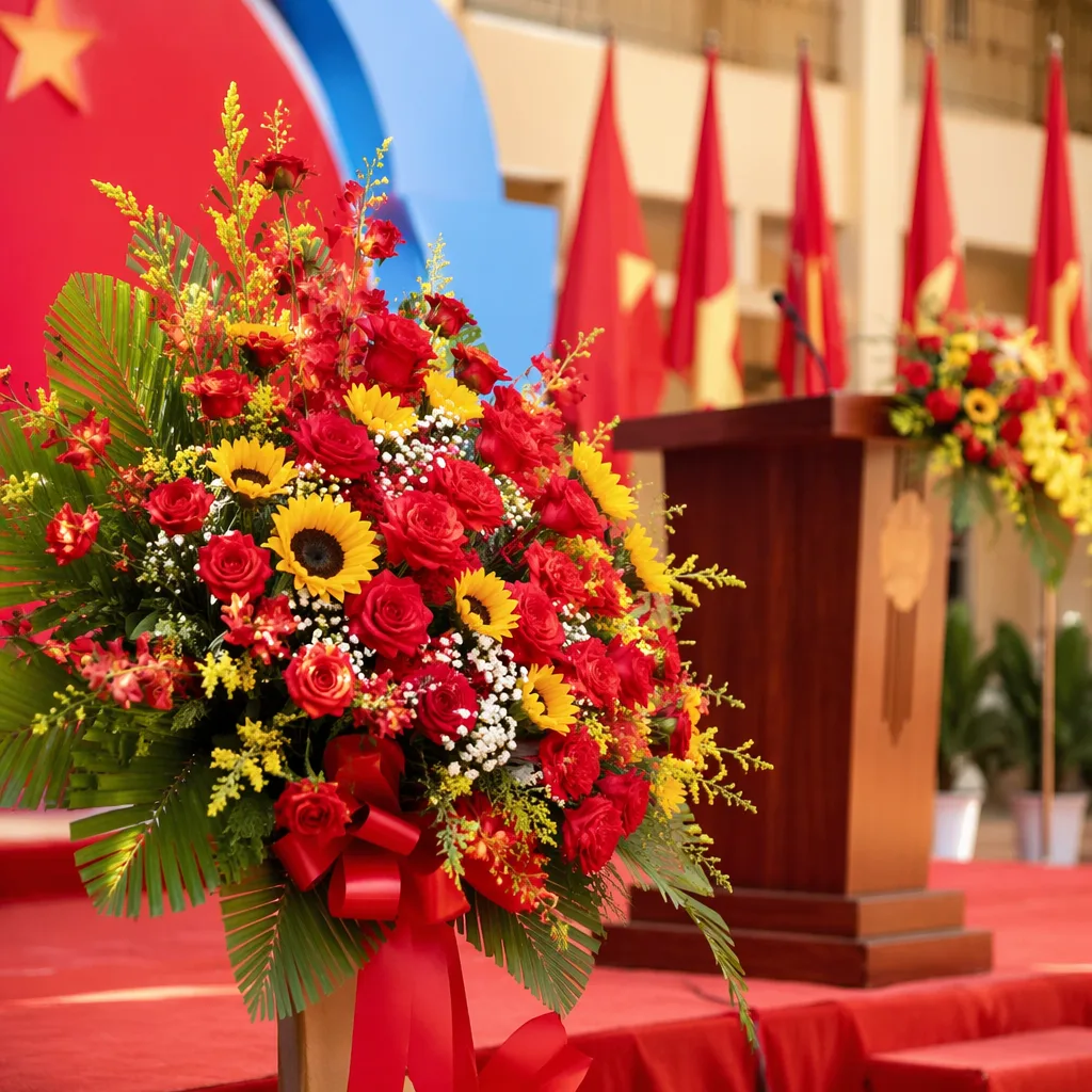 Hoa 30/4 trang trí cơ quan, trường học Đà Nẵng 2026