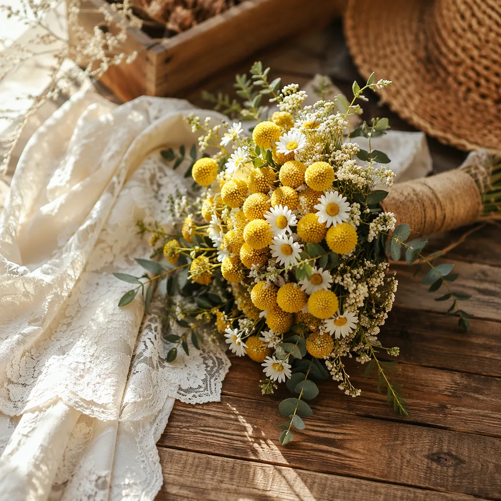 Billy Button Đà Nẵng cho cưới Rustic vàng - hình 2