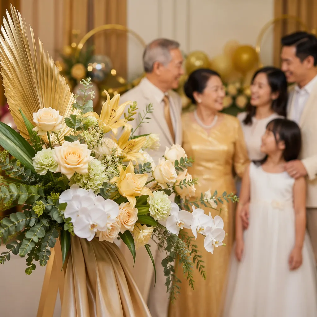 Hoa kỷ niệm cưới vàng 50 năm: sang trọng, ấm áp