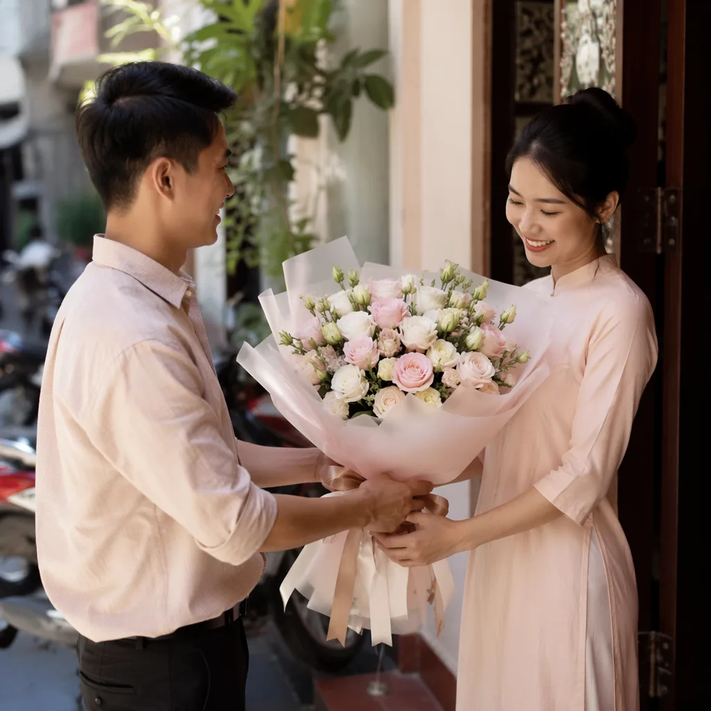 Hoa cát tường: thay hoa hồng đẹp trong bó Hàn Quốc - hình 2