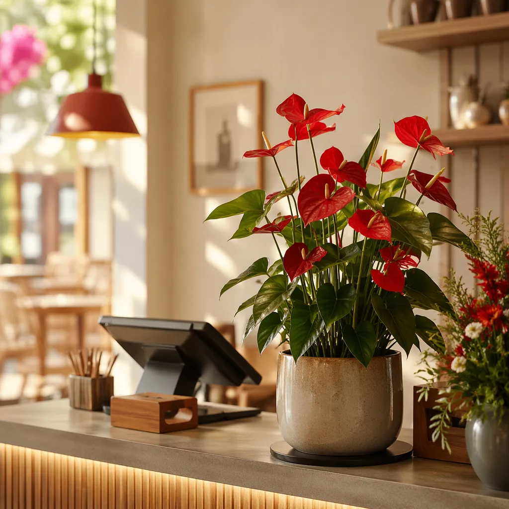 Cây trầu bà đỏ Đà Nẵng: decor quán cafe tone đỏ ấm - hình 1
