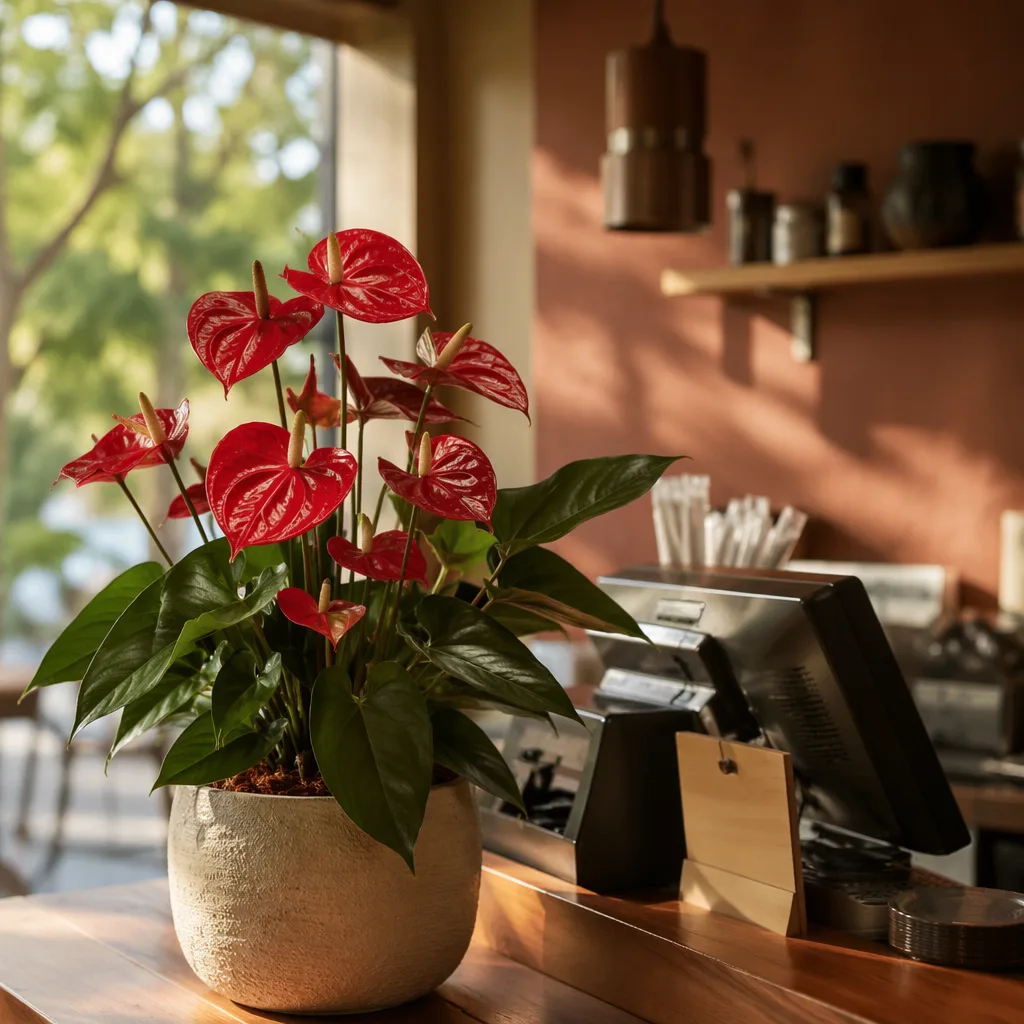 Cây trầu bà đỏ Đà Nẵng: decor quán cafe tone đỏ ấm - hình 3