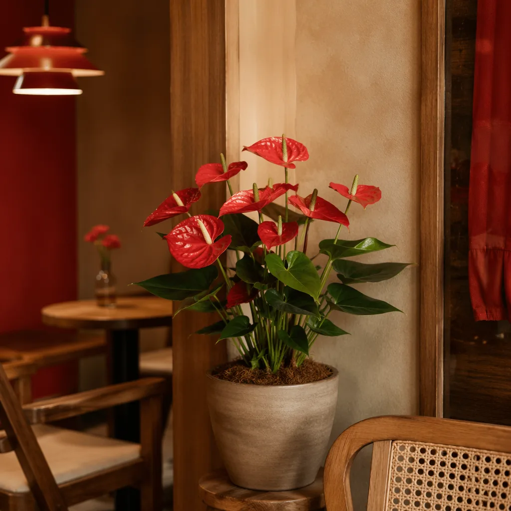 Cây trầu bà đỏ Đà Nẵng: decor quán cafe tone đỏ ấm - hình 4