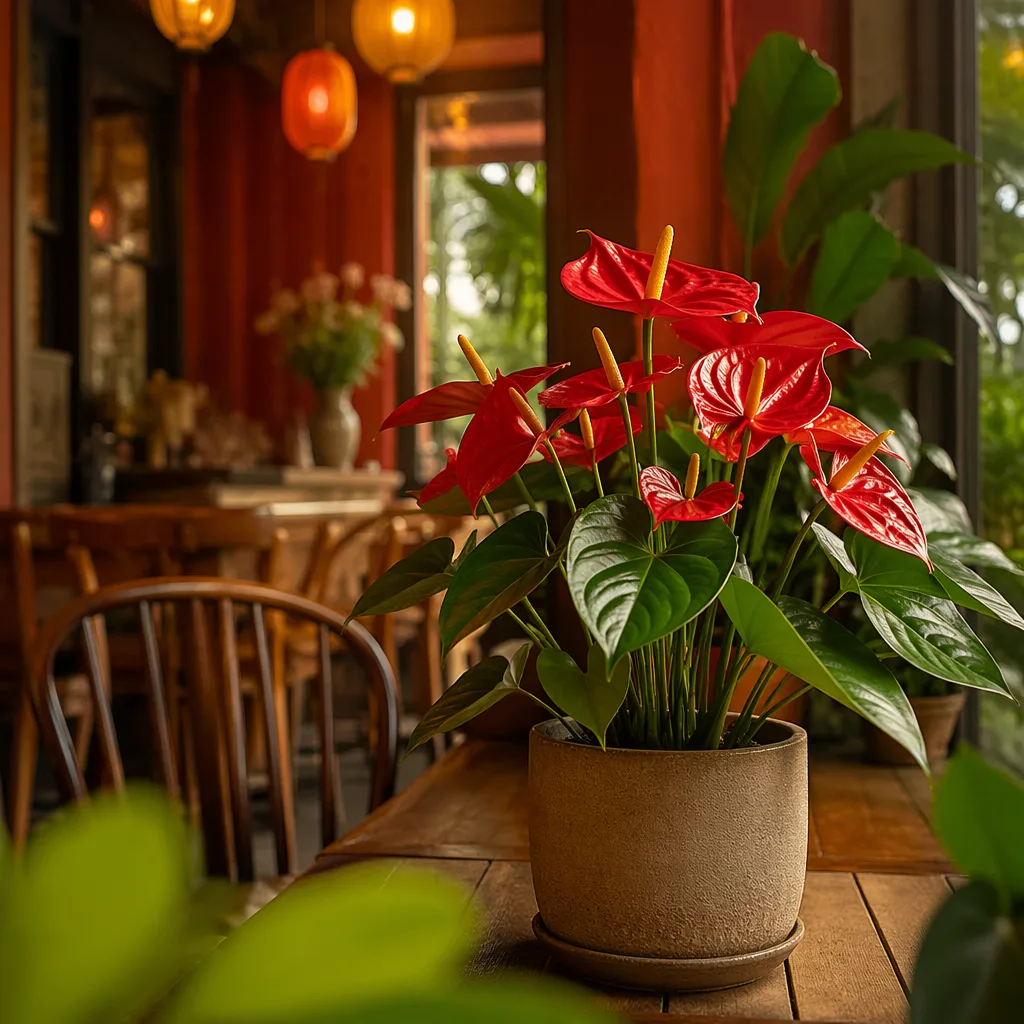 Cây trầu bà đỏ Đà Nẵng: decor quán cafe tone đỏ ấm