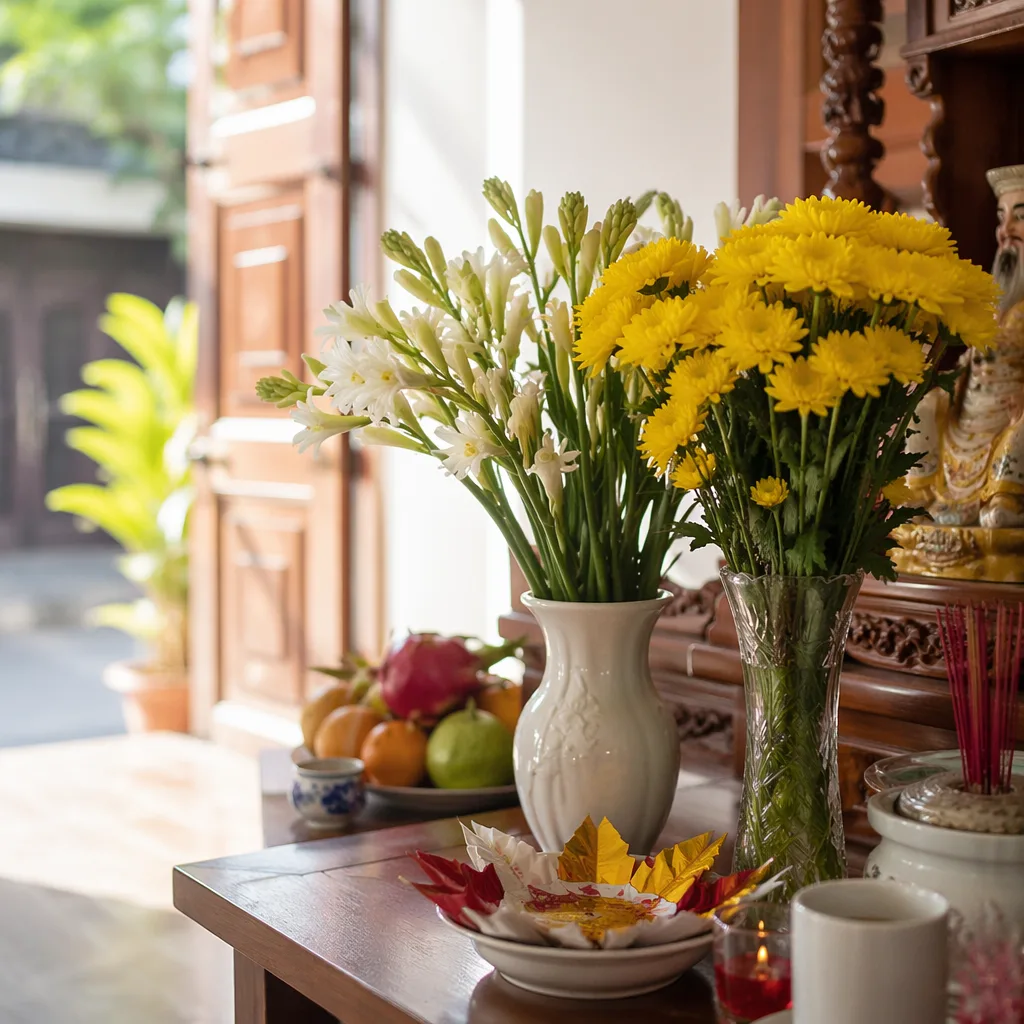 Hoa cúng thổ công nhà mới Đà Nẵng: cúng cho an cư
