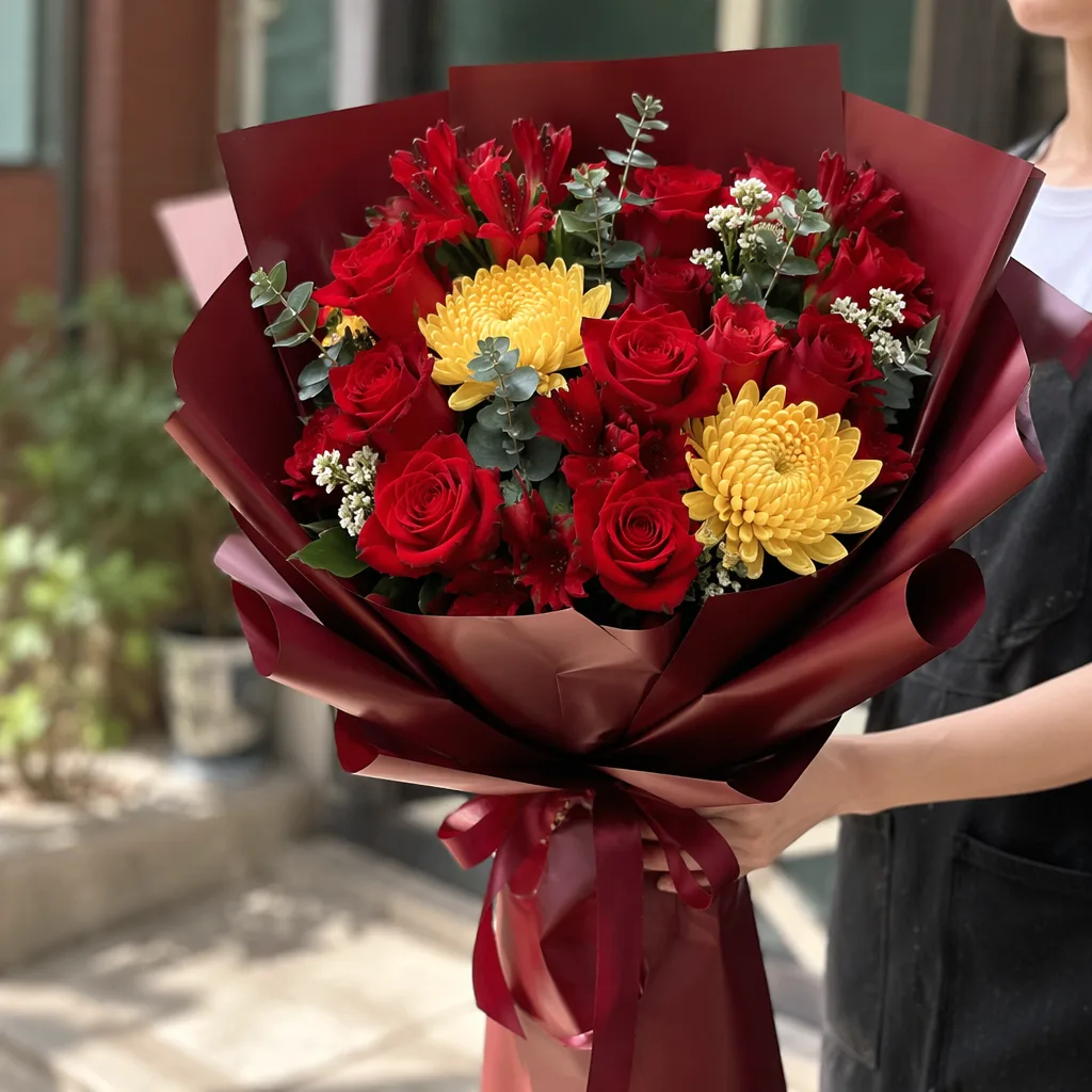 Hoa tốt nghiệp Bách khoa Đà Nẵng tone đỏ truyền thống - hình 1
