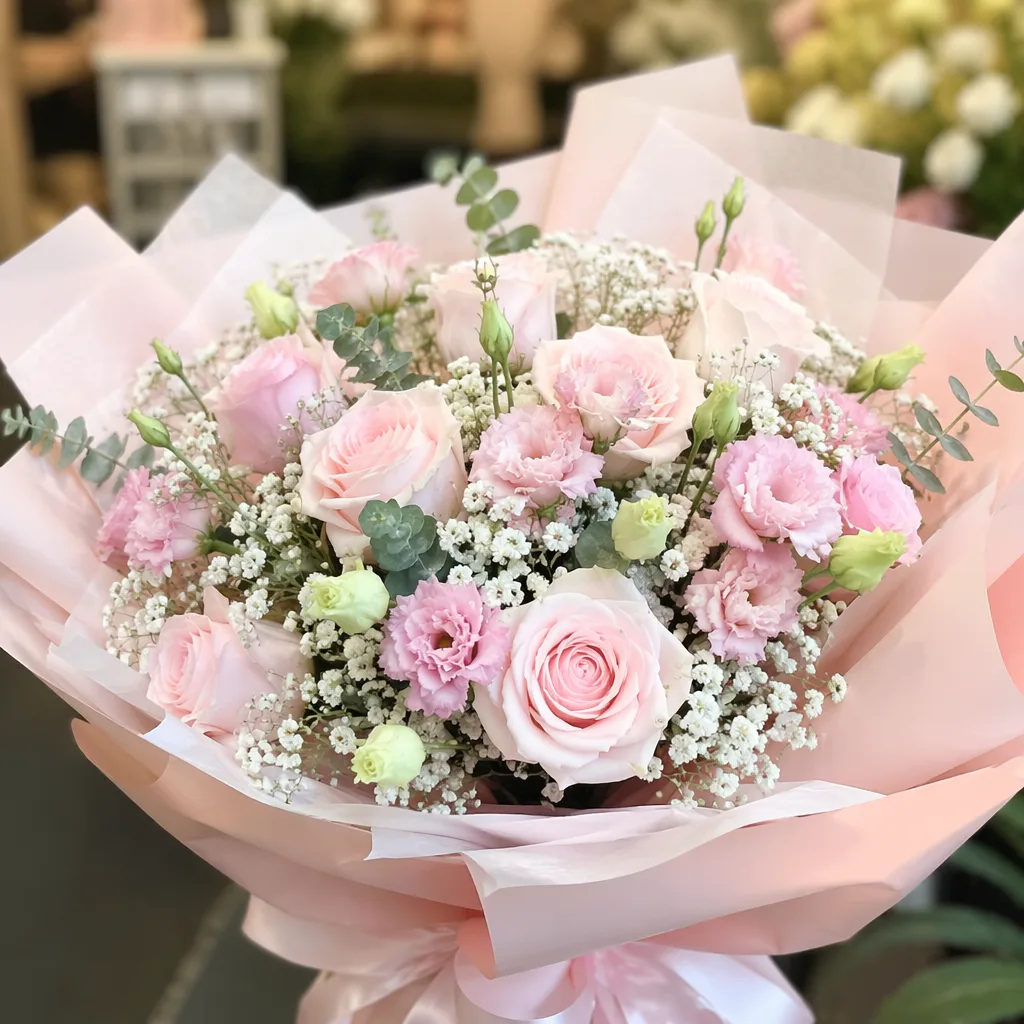 Hoa tốt nghiệp Ngoại ngữ ĐN tone pastel quốc tế - hình 1