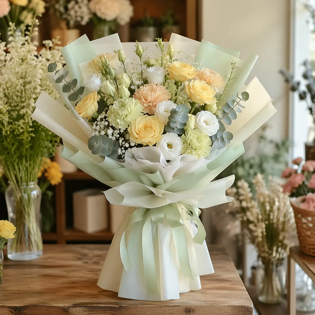 Hoa tốt nghiệp Ngoại ngữ ĐN tone pastel quốc tế - hình 2