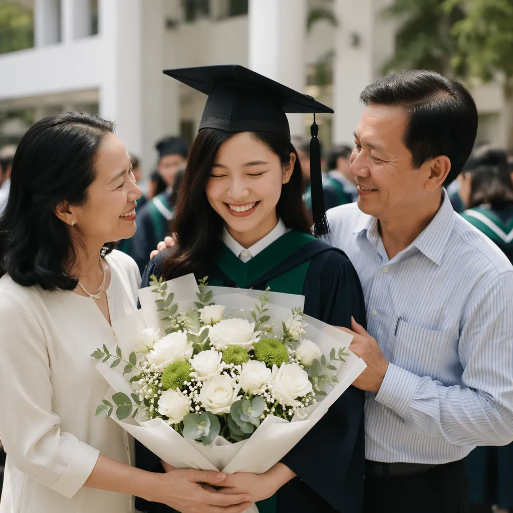 Hoa tốt nghiệp Y Đà Nẵng tone trắng tinh khôi - hình 2