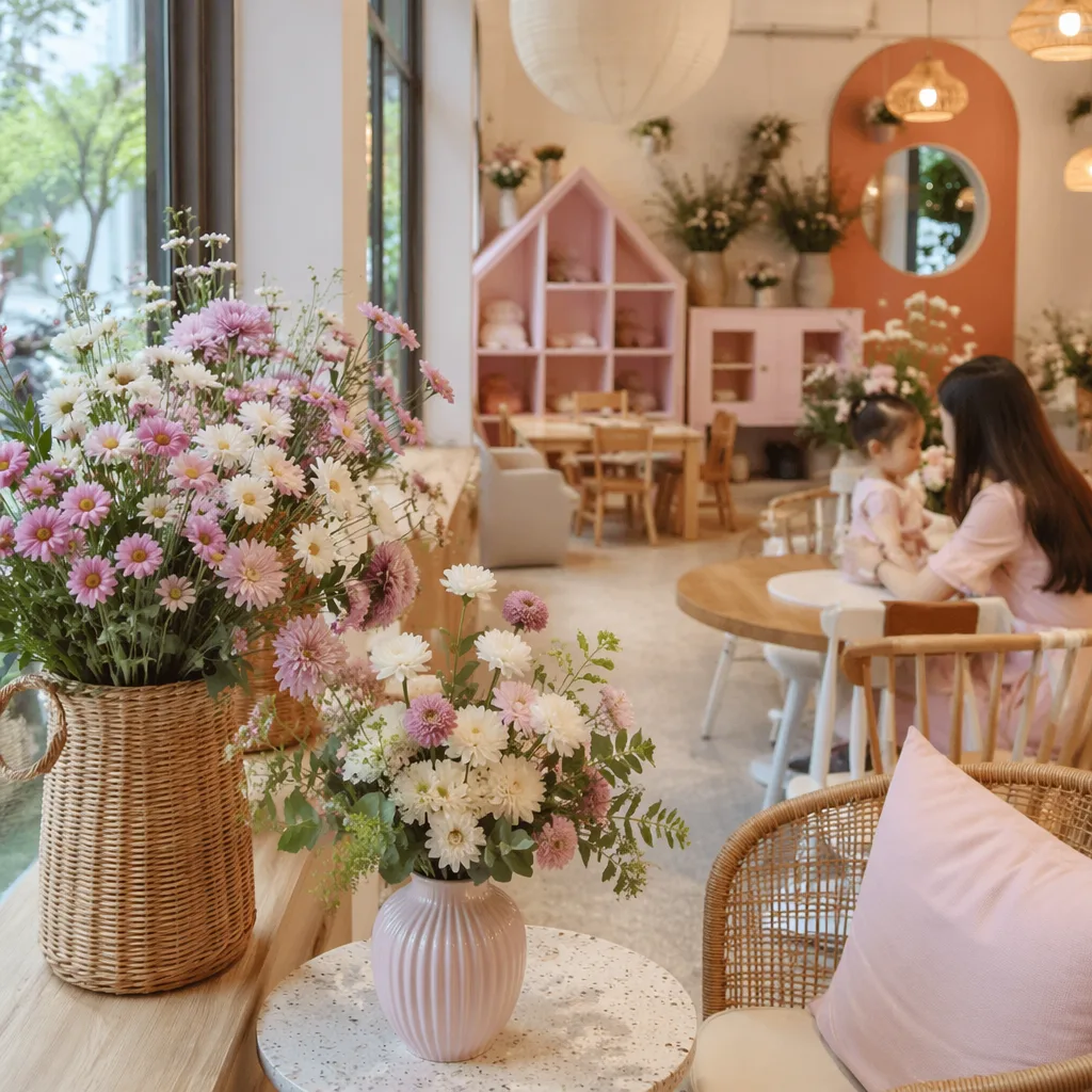 Hoa mom cafe Đà Nẵng: decor pastel đẹp, an toàn cho bé - hình 2