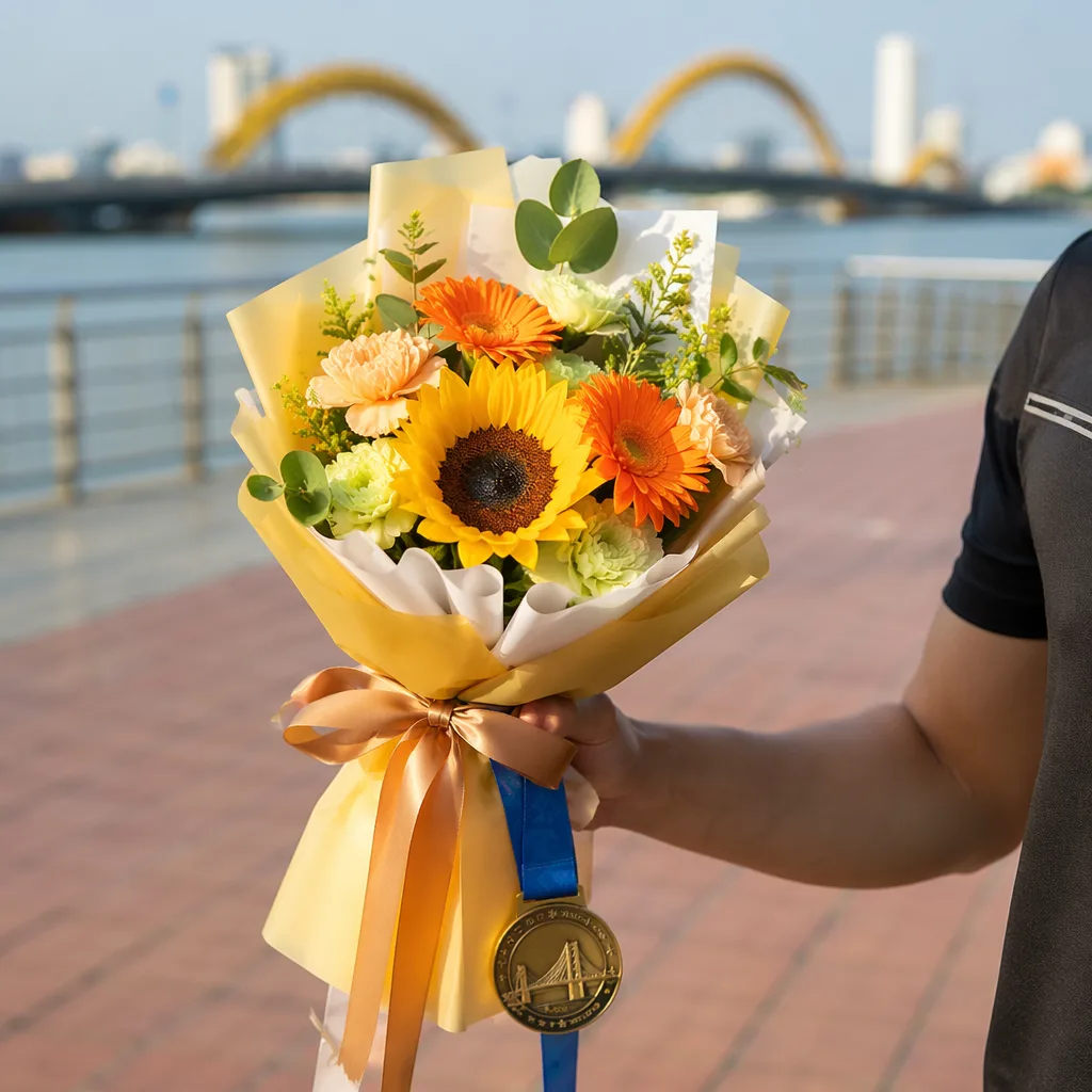 Hoa marathon finisher: bó hoa kèm medal tại Đà Nẵng - hình 1
