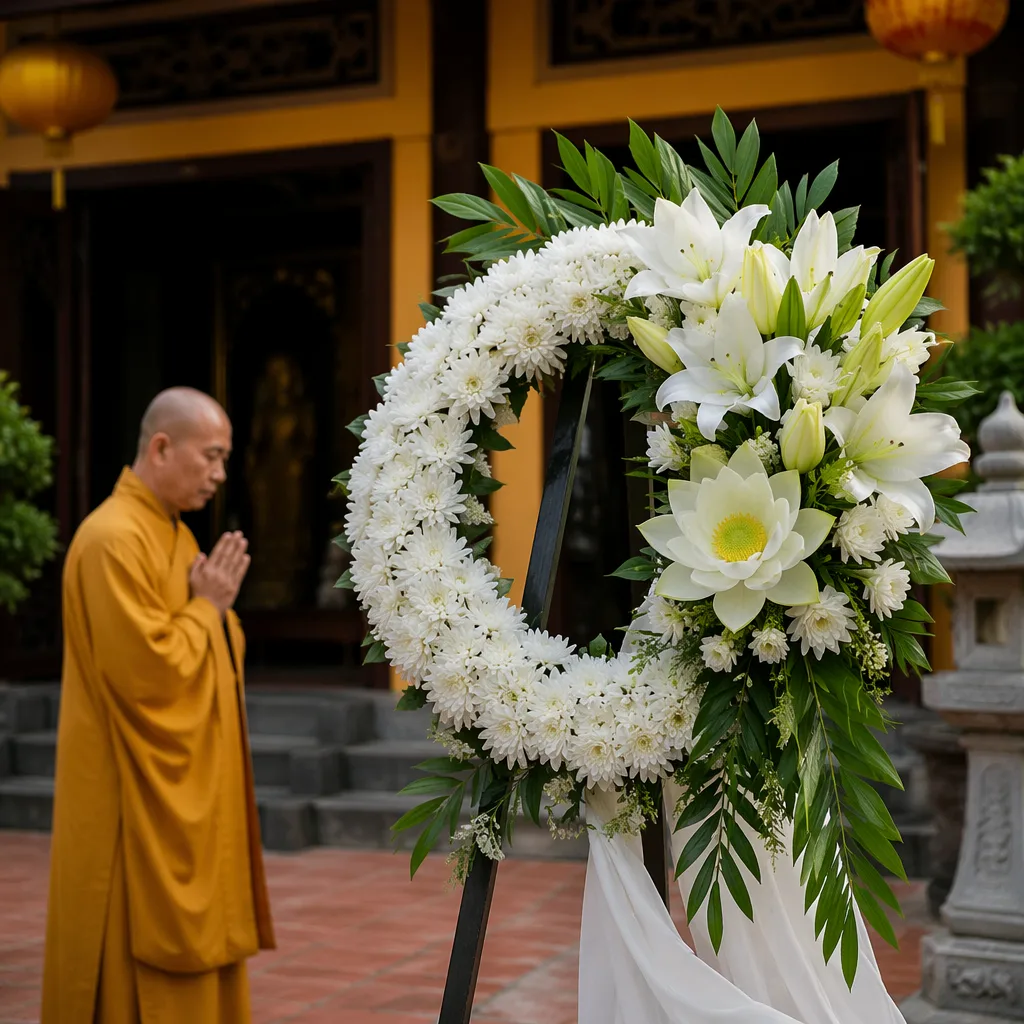 Hoa tang Phật giáo chùa: tặng trực tiếp tại chùa Đà Nẵng
