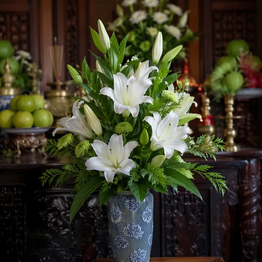 Hoa chưng bàn thờ ngày rằm: Ý nghĩa và cách chọn