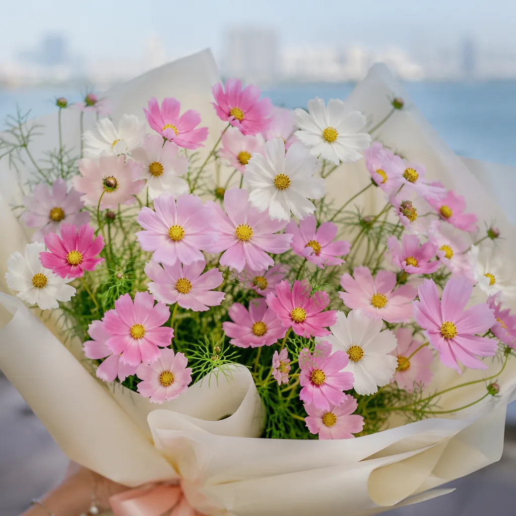 Hoa cosmos pastel: bó hoa dễ thương cho tuổi 20 - hình 1