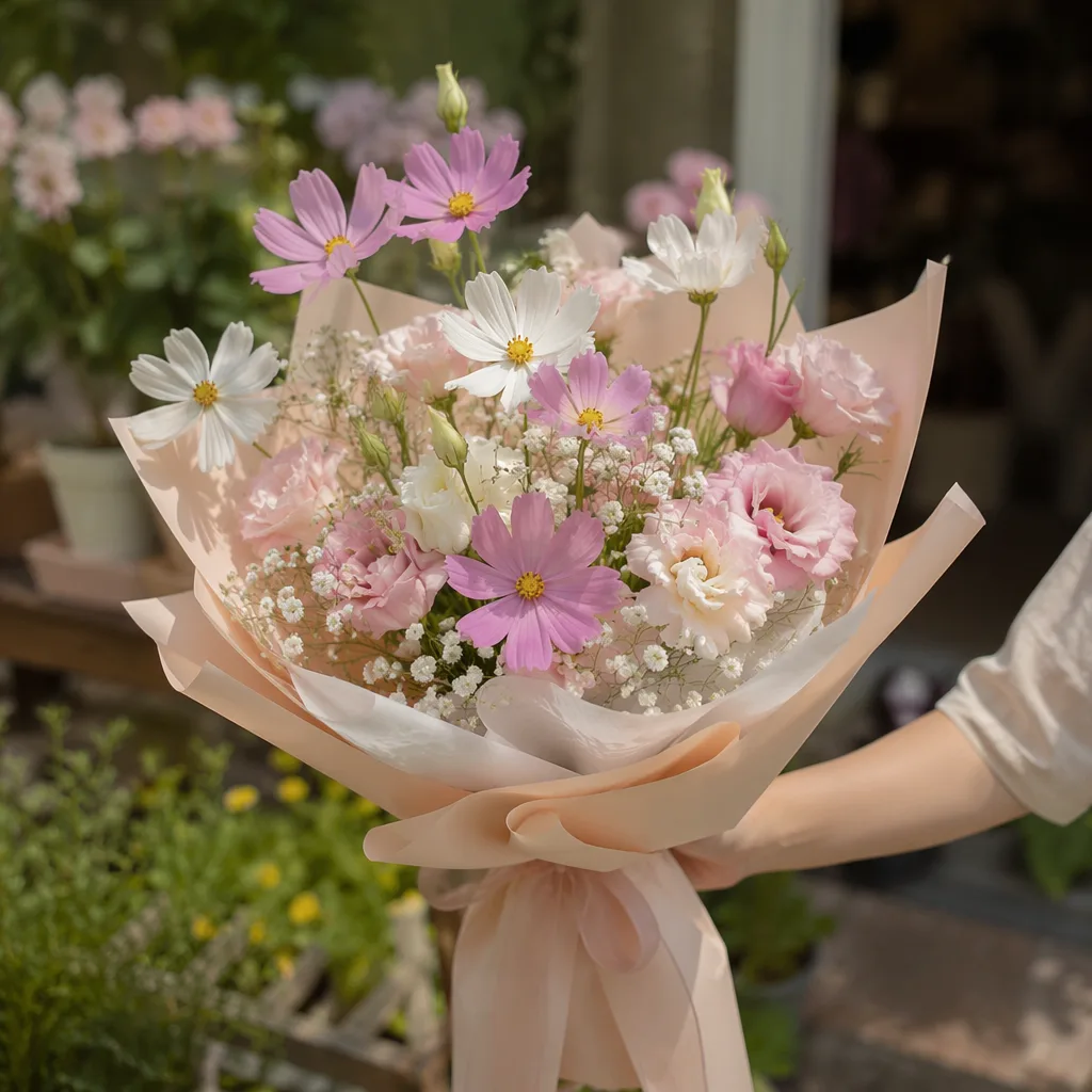 Hoa cosmos pastel: bó hoa dễ thương cho tuổi 20