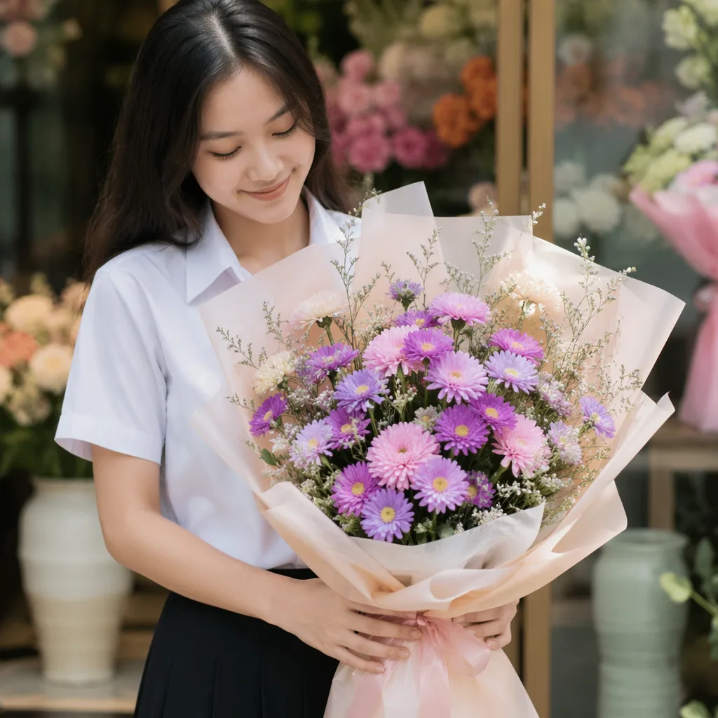 Hoa aster tặng thầy cô: lời chúc của sự trưởng thành