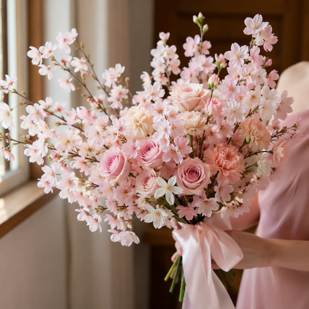 Hoa anh đào cưới Hàn fake pink tone 2026 - hình 3