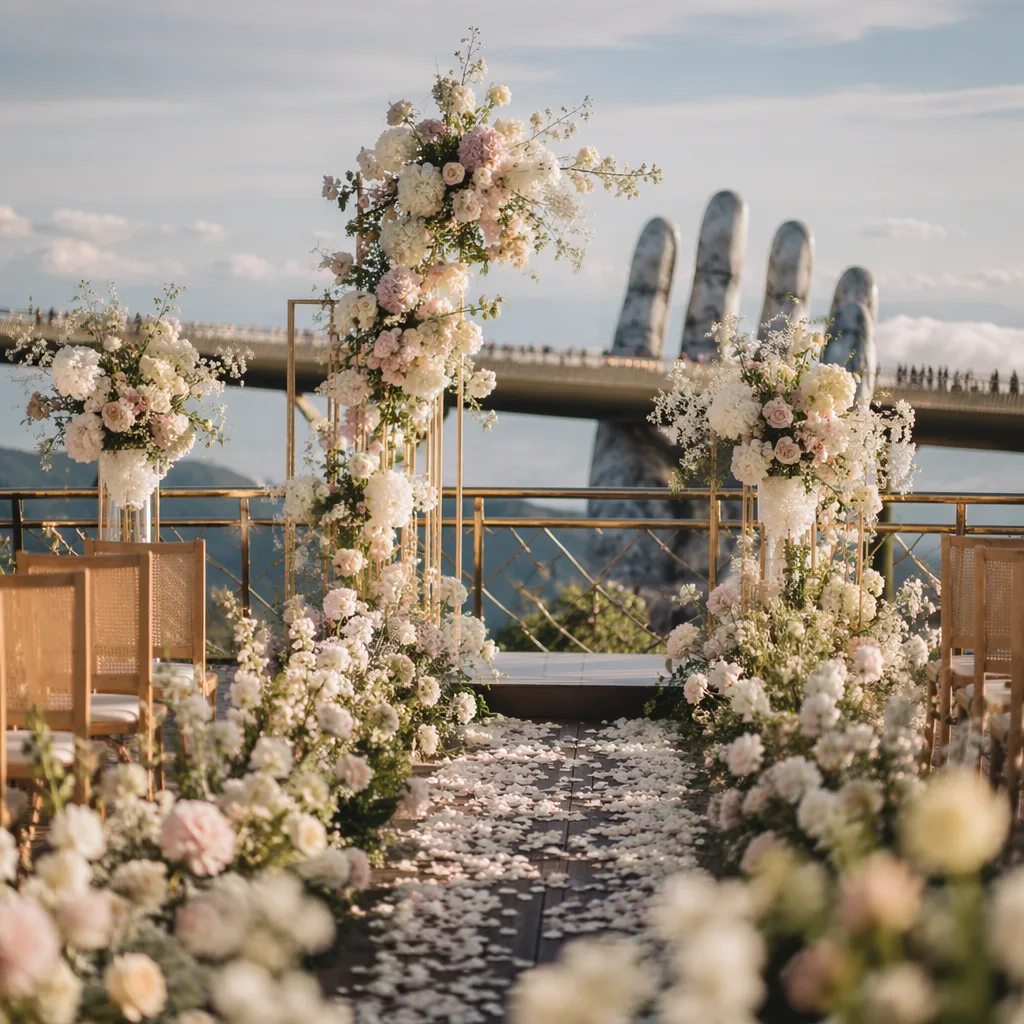 wedding Bà Nà Hills decor cho lễ cưới Cầu Vàng