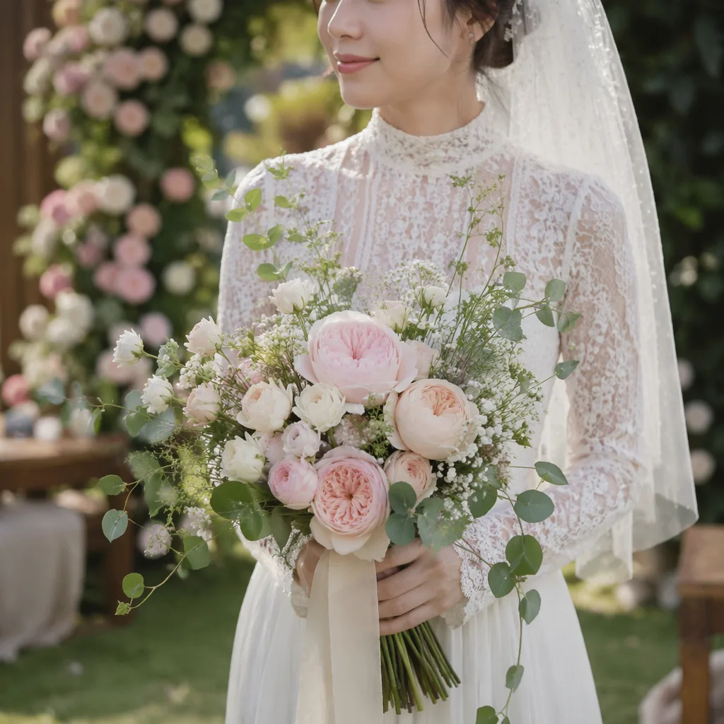 Hoa cưới English Garden cho cặp vintage mom Đà Nẵng