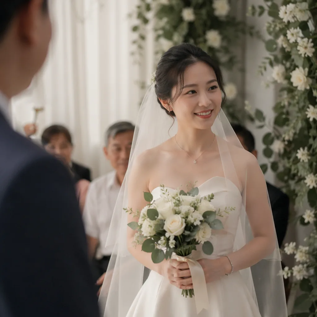 Bó hoa cưới 200k hồng trắng: Bó cầm tay đơn giản - hình 4