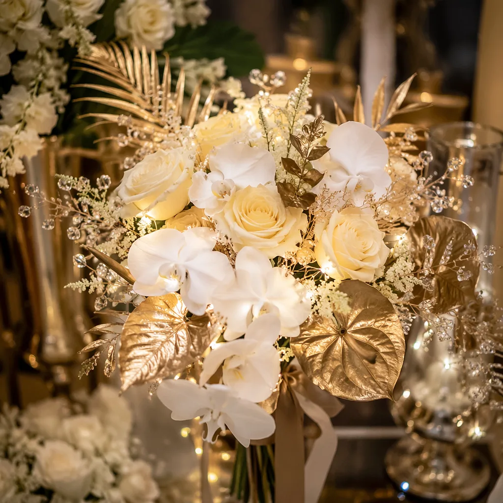 Hoa cưới Vegas glamour Đà Nẵng: ánh đèn shimmer