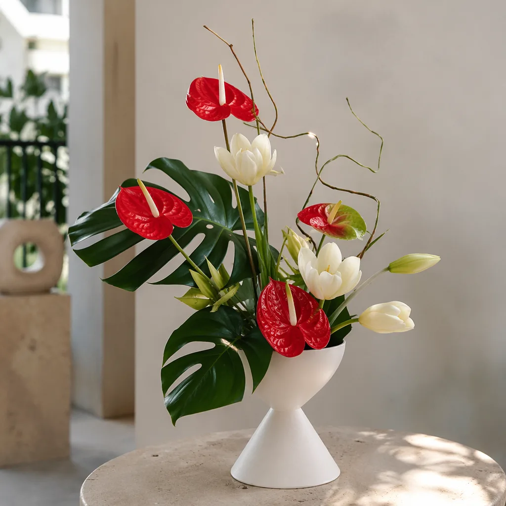 Hoa cưới Mid-Century Modern 2026 tối giản siêu thực