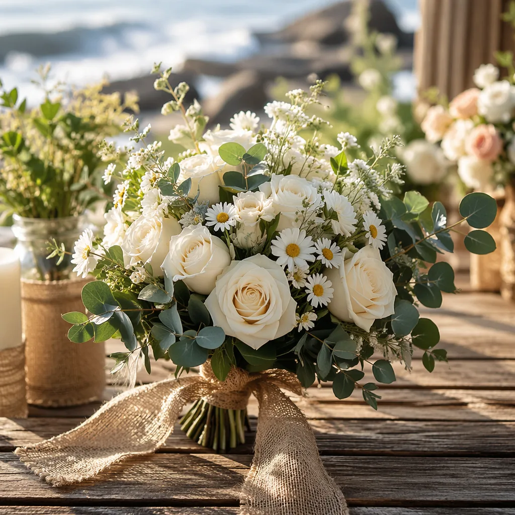 Hoa cưới rustic cho đám cưới ngoài trời