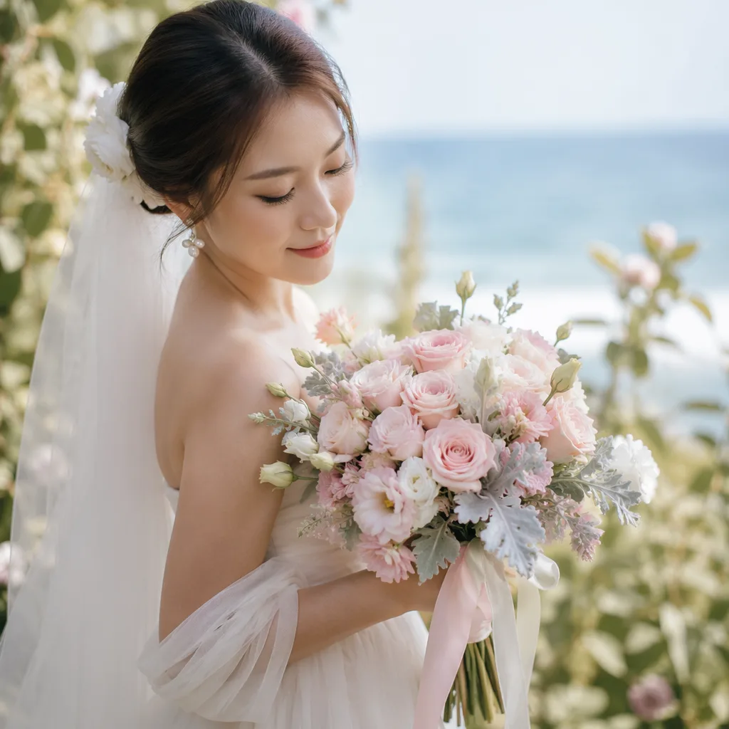 Hoa cưới thạch anh pastel cho summer wedding 2026 - hình 1