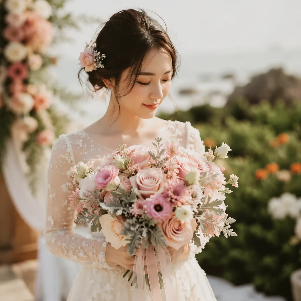 Hoa cưới thạch anh pastel cho summer wedding 2026 - hình 3