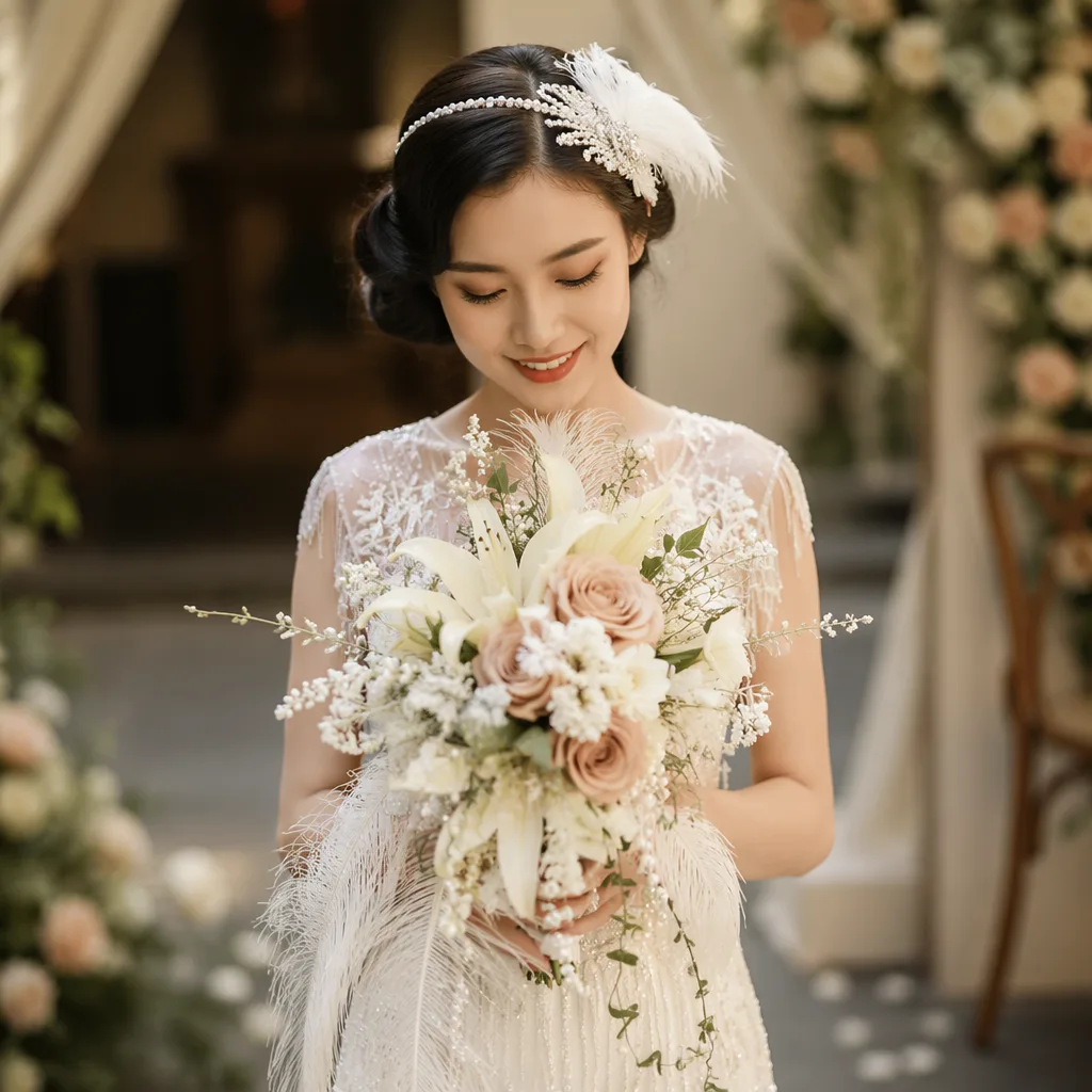 Hoa cưới Gatsby Vintage Đà Nẵng cho cô dâu 1920s - hình 2
