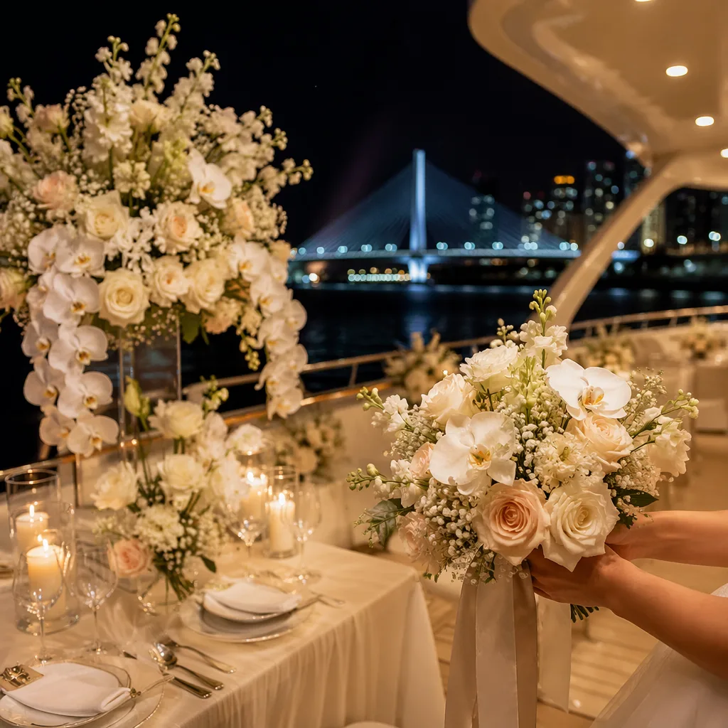 Hoa cưới yacht club: sang trọng biển cửa Hàn
