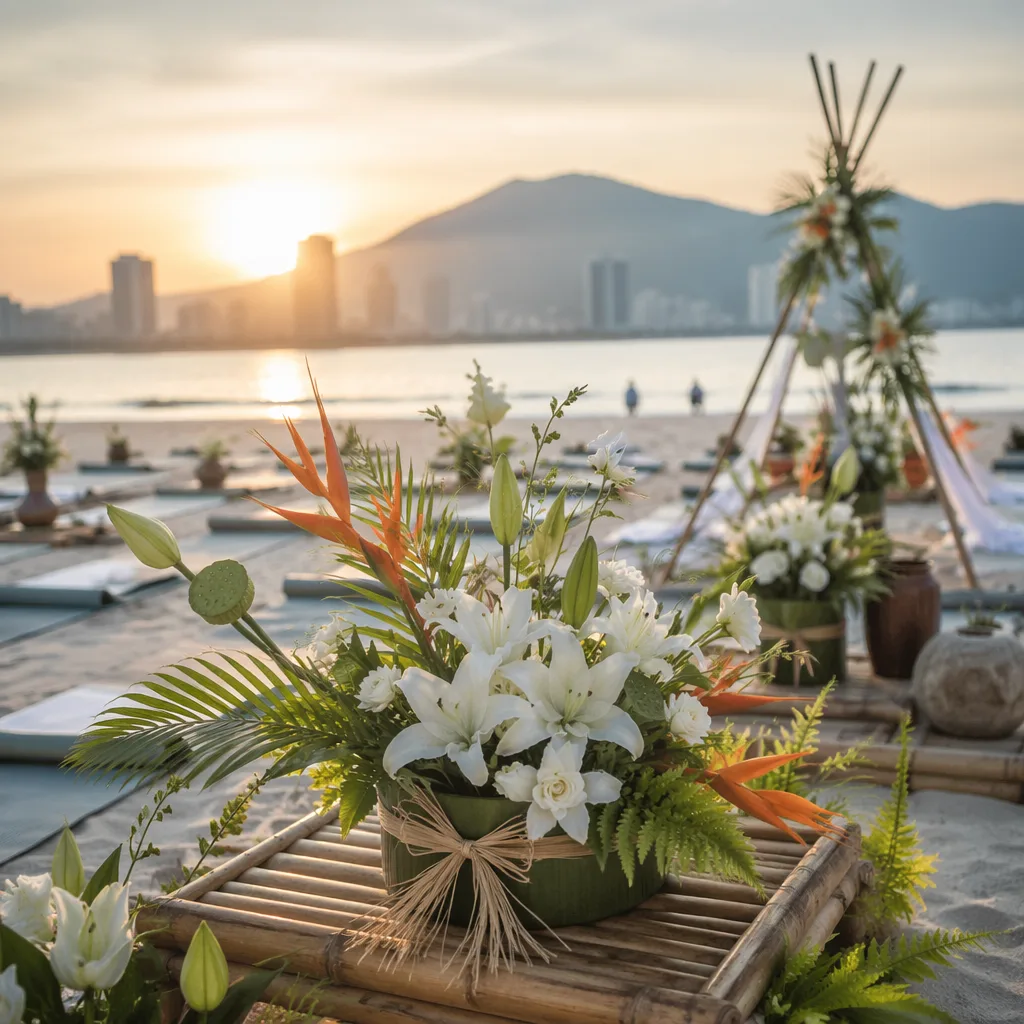 Hoa quốc tế yoga 21/6 cho event bãi biển Đà Nẵng