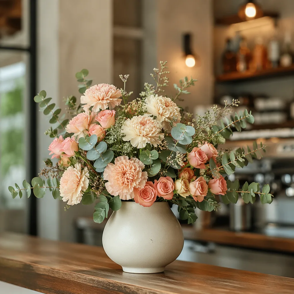 Hoa decor cafe tháng: thay 1 tháng/lần tone tự nhiên - hình 1