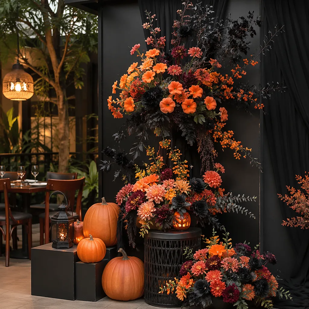 Hoa Halloween Đà Nẵng 2026: decor đỏ-cam-đen cho quán - hình 2
