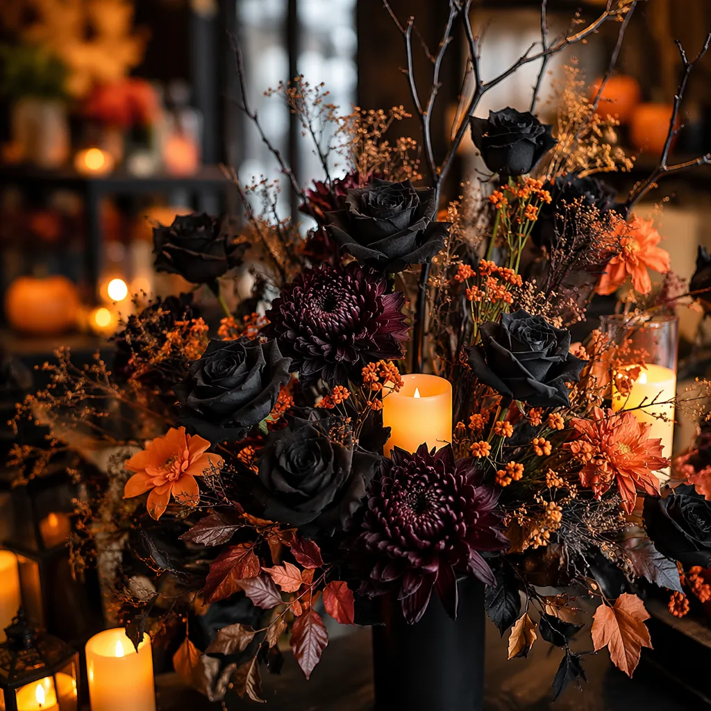 Hoa Halloween Đà Nẵng 2026: decor đỏ-cam-đen cho quán - hình 3