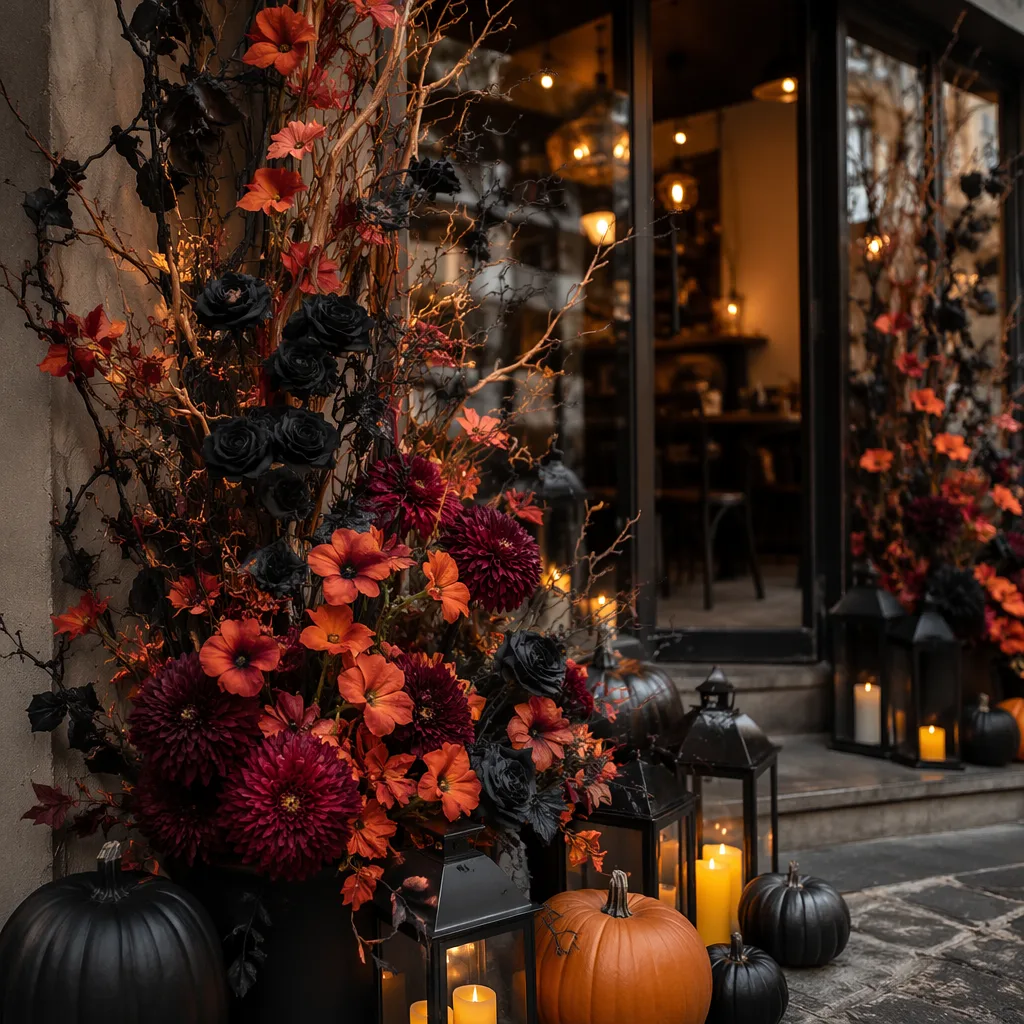 Hoa Halloween Đà Nẵng 2026: decor đỏ-cam-đen cho quán