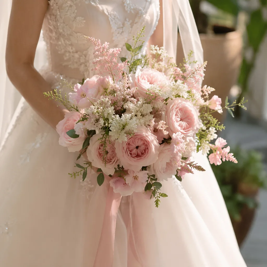 Hồng O'Hara wedding: bó cưới thần tiên thơm dịu
