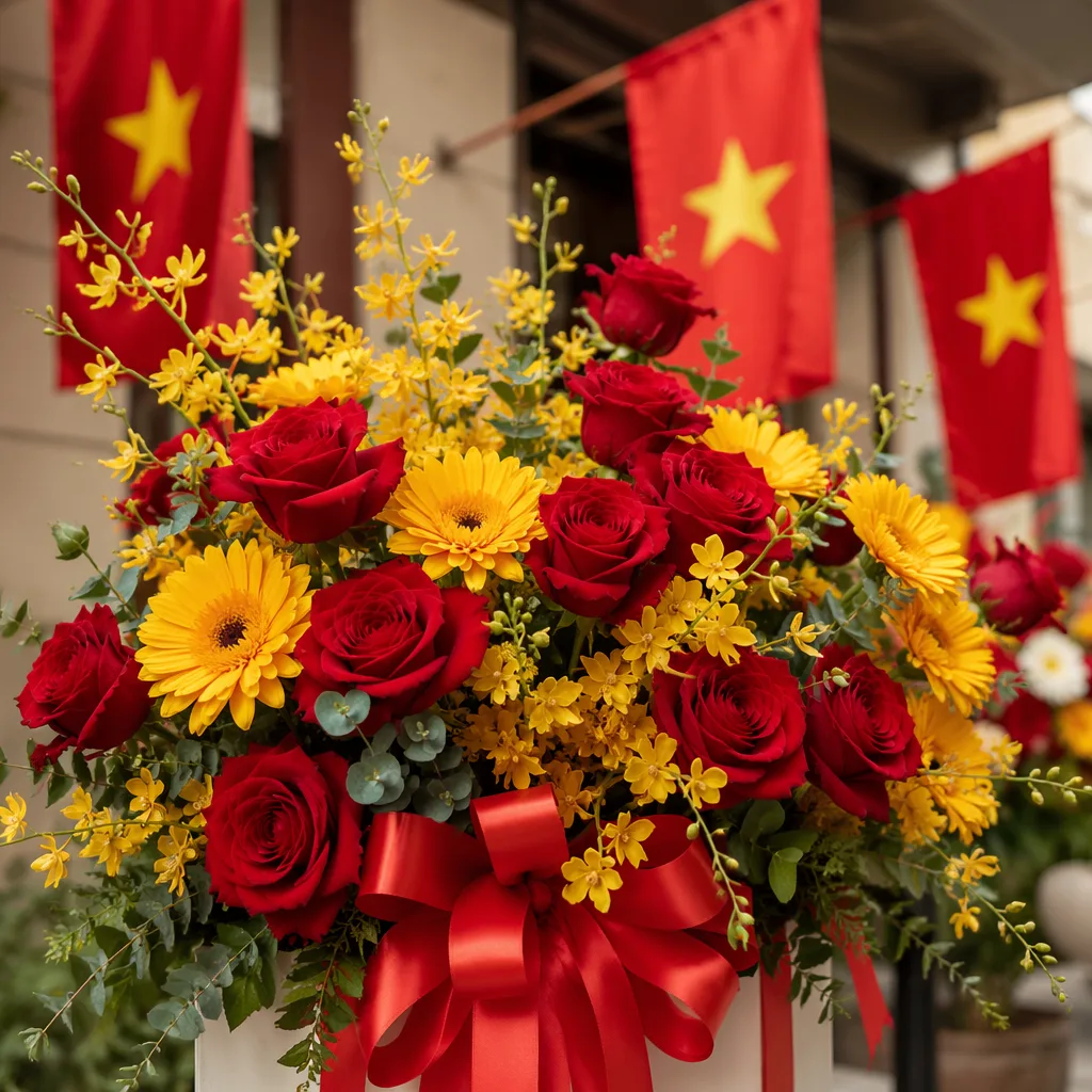 Hoa quốc khánh Đà Nẵng 2/9/2026 trang trí cơ quan - hình 1