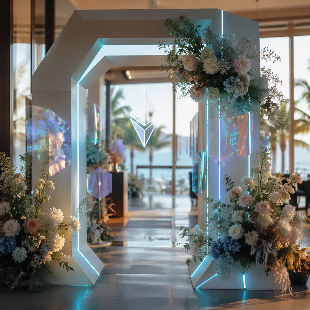 Hoa NFT launch crypto Đà Nẵng: decor techy neon - hình 2
