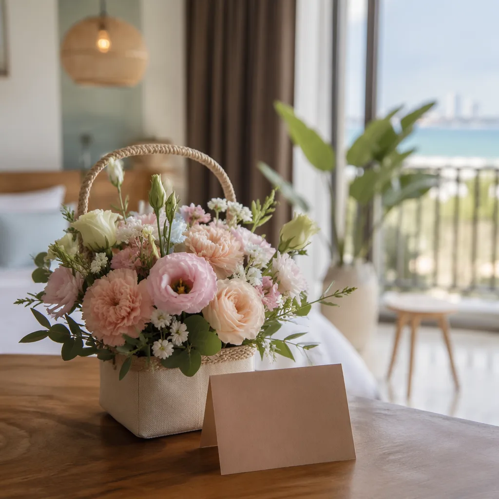 Hoa Airbnb host khai trương: decor welcome amenity