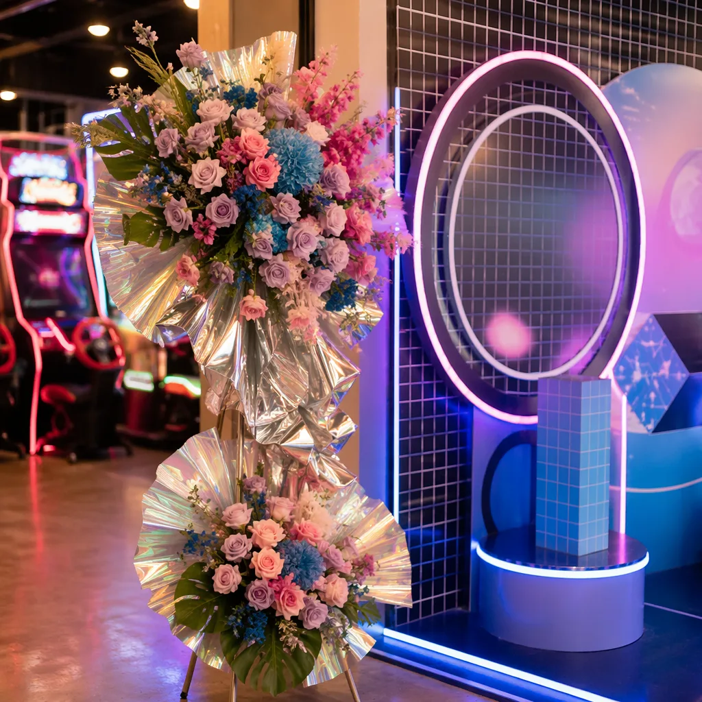 Hoa arcade khai trương Đà Nẵng: decor Y2K neon - hình 2